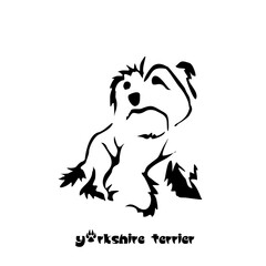 Stylized Yorkshire Terrier. Vector drawing of a small dog. Gestalt animal design