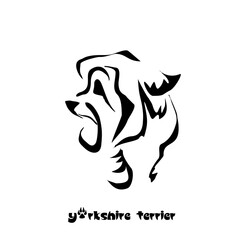 Stylized Yorkshire Terrier. Vector drawing of a small dog. Gestalt animal design