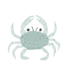Blue crab isolated on white background. Marine creature and underwater crustacean. Vector hand drawn flat illustration.