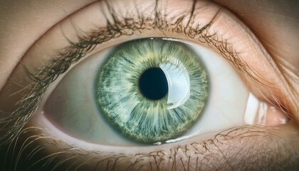 close up of a green human right eyeball