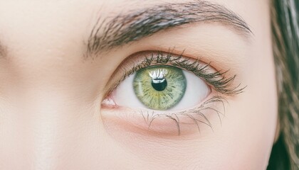 Obraz premium close up of a green human woman left eyeball