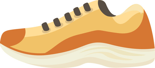 Yellow sneaker standing on white background, sporty footwear for running and training