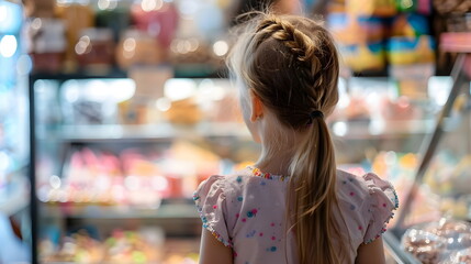 Child Gazing Sweet Treats Candy Shop Display Bright Colors
