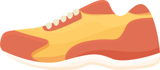 Yellow and red running shoe for intense physical activity