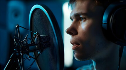 Recording Studio Microphone Vocal Artist Headphones Performance Session Sound