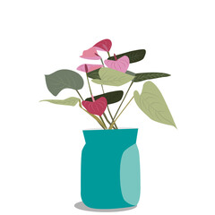 Florero con ramo de flores.