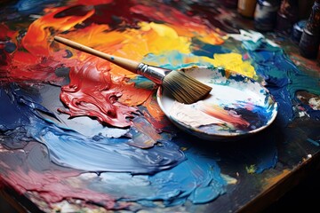 Obraz premium Creating an artwork with deliberate brushstrokes or fluid pours, while allowing the dark background to peek through, involves several techniques to achieve depth and dimension.