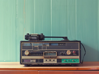 Obraz premium Vintage boombox on a city street