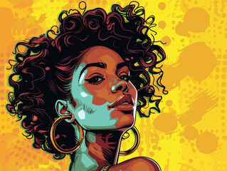 beautiful black woman vector illustration pop art retro comic style