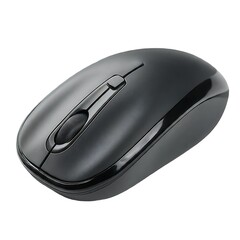 Black wireless computer mouse on white background