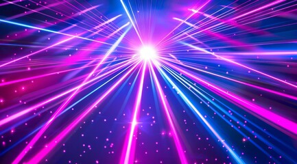 Obraz premium A vibrant neon laser light show background with pink and blue rays of energy, perfect for adding an energetic touch to your designs