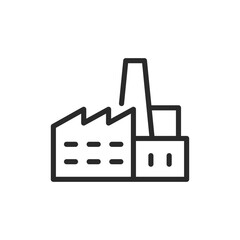 Factory with mixed infrastructure, linear style icon. Factory with mixed infrastructure, complex industrial operations. Editable stroke width.