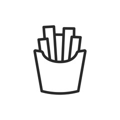 French fries in a container, linear style icon. A container of fries, fast food or side dishes. Editable stroke width.