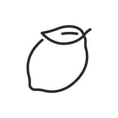 Lemon, linear style icon. citrus fruit and healthy food. Editable stroke width