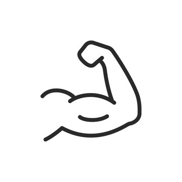 recommend clip art: Flexing arm, linear style icon. strength and muscle building. Editable stroke width