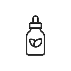 Cosmetic product with dropper, linear style icon. Serum, oil. Editable stroke width