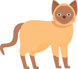 Cartoon illustration of a siamese cat standing with its tail raised