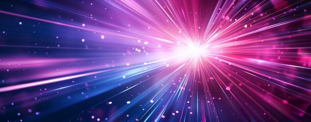 Obraz premium A vibrant purple and pink light burst, radiating outwards with dynamic lines of energy