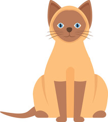 Cartoon illustration of a siamese cat sitting calmly with blue eyes