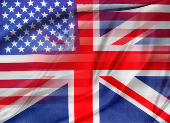 American and union jack flags blended composite
