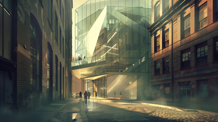 Fusion of Time: Glass and Steel Museum Inserted in an Abandoned Industrial Streetscape