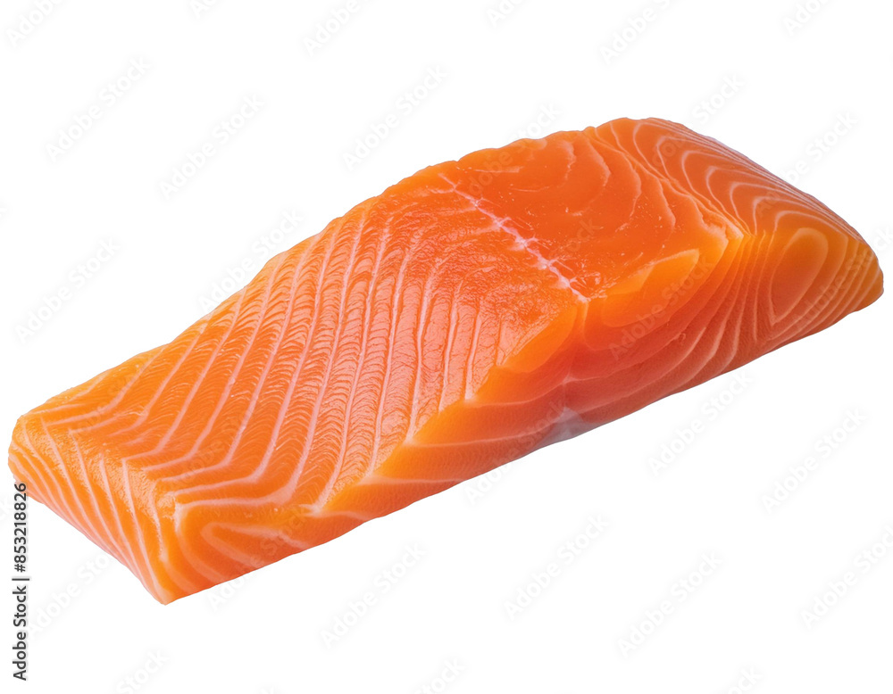 Poster raw salmon fillet captured in high quality image on a transparent checkered background