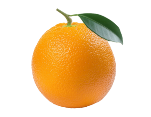 Isolated orange with a green leaf, ready to brighten up your designs