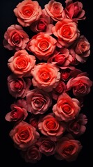 Obraz premium A captivating bouquet of crimson roses against a dark background