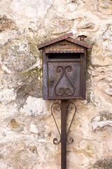 old fashioned metal letter box on facade in old village in the French Riviera back country Southern Alps