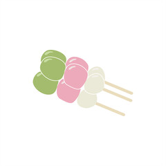 colorful illustration of three skewers of sweet millet and rice flour dumpling
