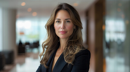 Fototapeta premium Portrait of a beautiful businesswoman in smart business suit