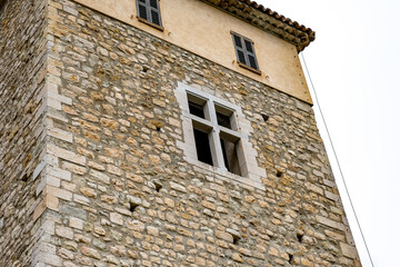 Renaissance window on old castle in Southern French Alps