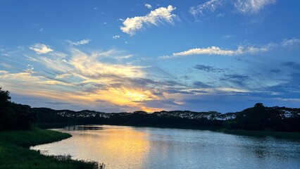 sky water Cloud Reflection Nature scenics - nature beauty in Nature dusk lake Plant Tree