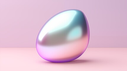 Iridescent egg with a smooth, gradient, pastel surface in pink and blue hues