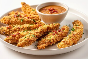 Cap'n Crunch Chicken Fingers and Creamy Red Chile Bacon Caramel Dipping Sauce
