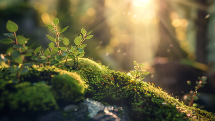 Fototapeta premium Ethereal Elegance: A Close-Up of a Miniature World in Lothlórien
