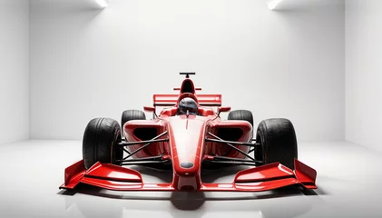  formula car, empty and red in color, isolated white background   © abu