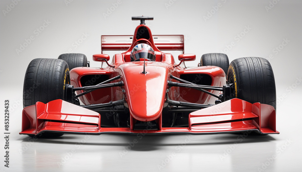 Wall mural formula car, empty and red in color, isolated white background