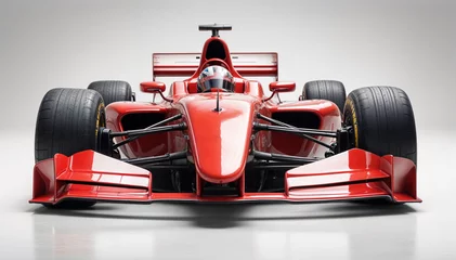  formula car, empty and red in color, isolated white background   © abu