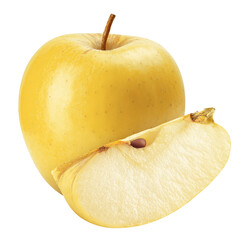 yellow Apple isolated on white background, full depth of field