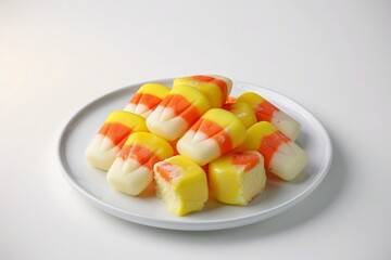 Vibrant Candy Corn Display on Elegant White Plate