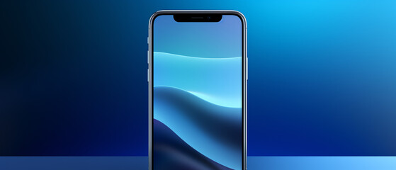 Fototapeta premium Modern smartphone mockup with teardrop notch, featuring a sleek blue design and dynamic display.