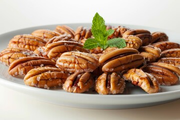 Scrumptious Caramelized Candied Pecans in a White Bowl