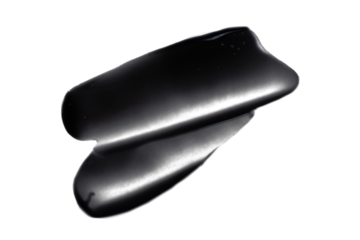 Black charcoal face mask smear cut out on transparent background. Abstract black charcoal gel smear for design.