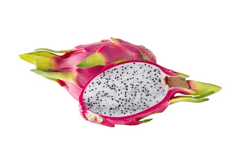 Dragon fruit isolated on transparent background. Pitaya fruit for design.