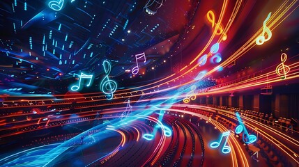 Obraz premium light, fractal, design, wave, purple, blue, motion, illustration, pattern, wallpaper, art, backgrounds, glow, curve, space, backdrop, energy, texture, pink, black, digital, fantasy, color, lines, line