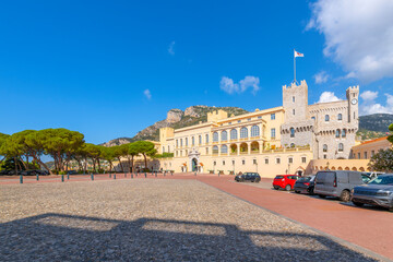 The historic Prince's Palace of Monaco at the Place du Palais on the Rock in Monte Carlo, Monaco.	