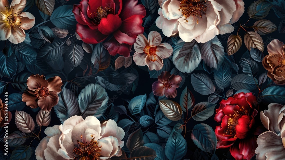Poster flower pattern and textile design seamlessly integrated with a stylish background