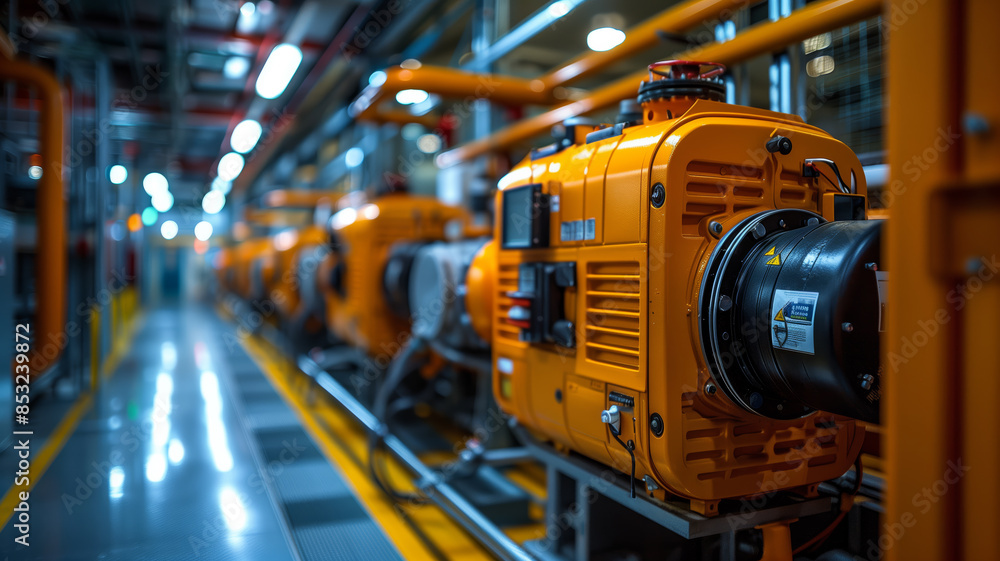 Poster Diesel generator, Generator room with two generators in factory standby for power backup