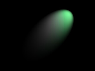 黒い背景の緑色の灯り。スポットライト風。CG。